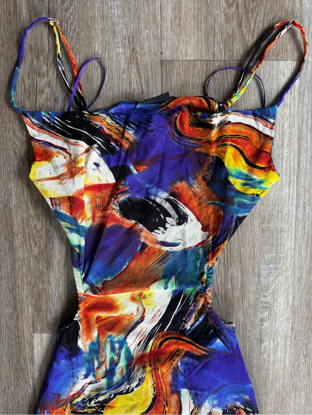 Vibrant Abstract Bodycon Mini Dress - Multicolor - Picture 2 of 4